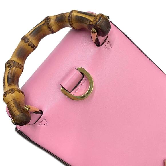 GUCCI Authentic Pink Leather Bamboo Shoulder Bag - Picture 10 of 10